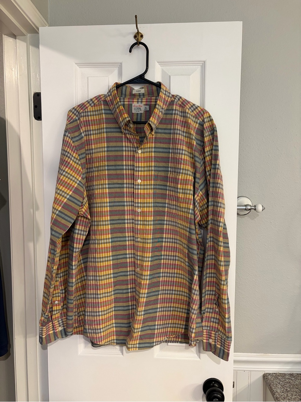 J.Crew Secret Wash Indian Madras Plaid Shirt Men’s XL Button Down Cotton